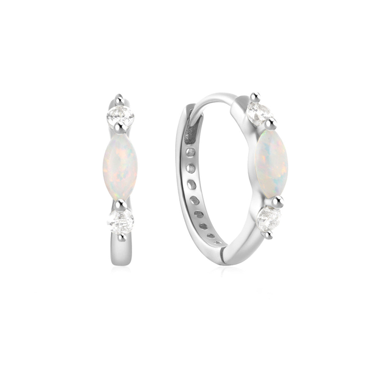 925 sterling silver earrings with natural opal micro-inlaid zircon light luxury