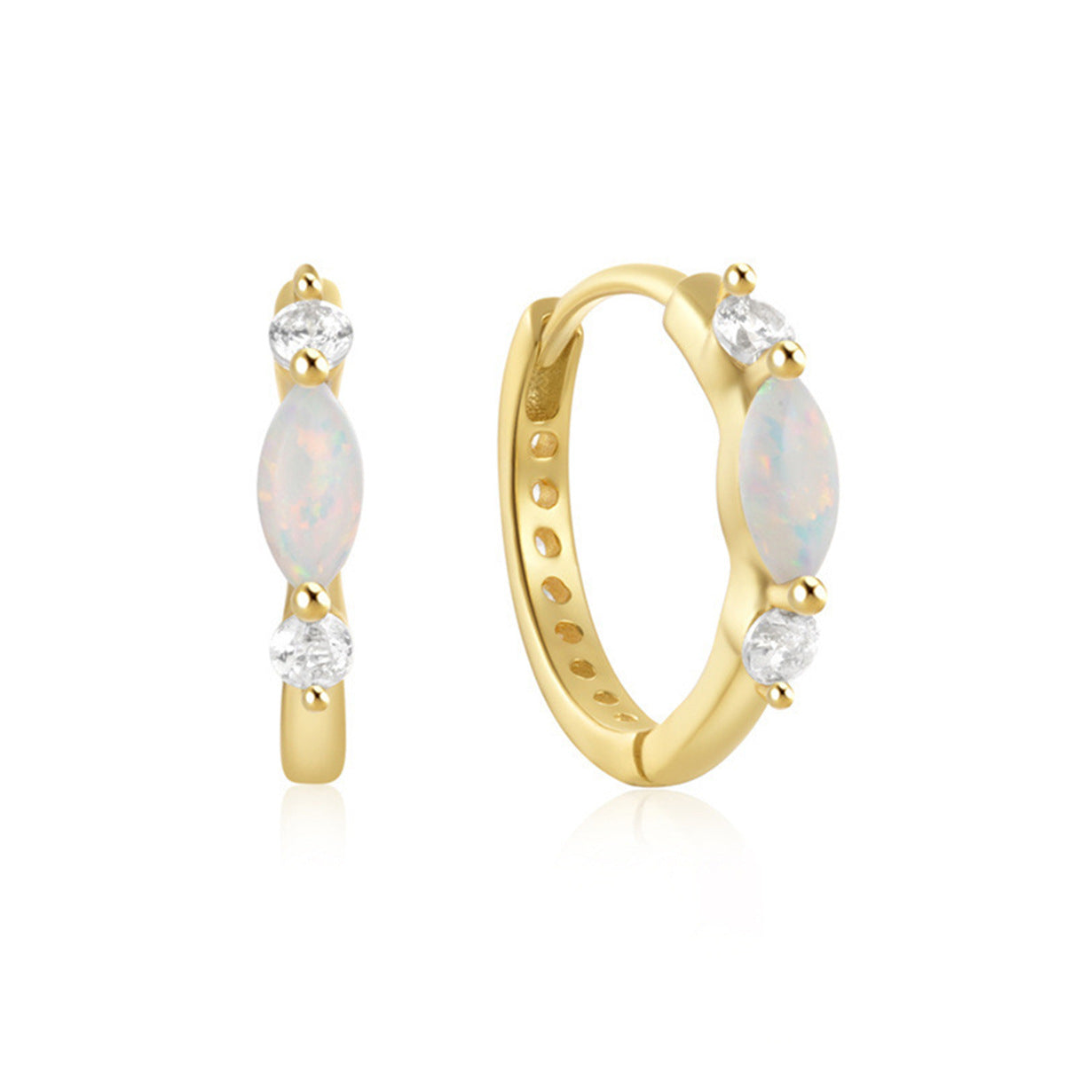 925 sterling silver earrings with natural opal micro-inlaid zircon light luxury