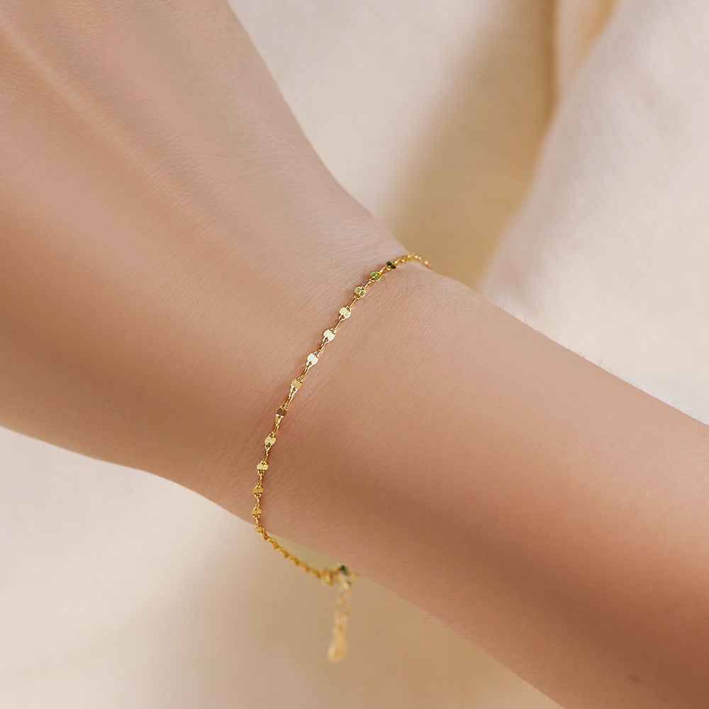 925 Sterling Silver 14K Gold Plated Lip Link Chain Bracelet, Minimalist Sleek Shimmering Jewelry