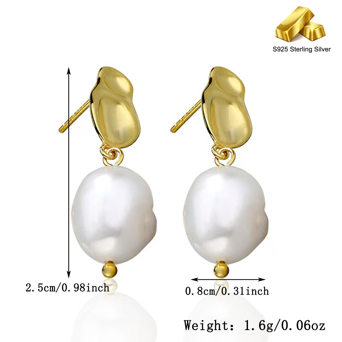 Geometric Pearl Earrings - S925 Silver Elegant Forest Banquet