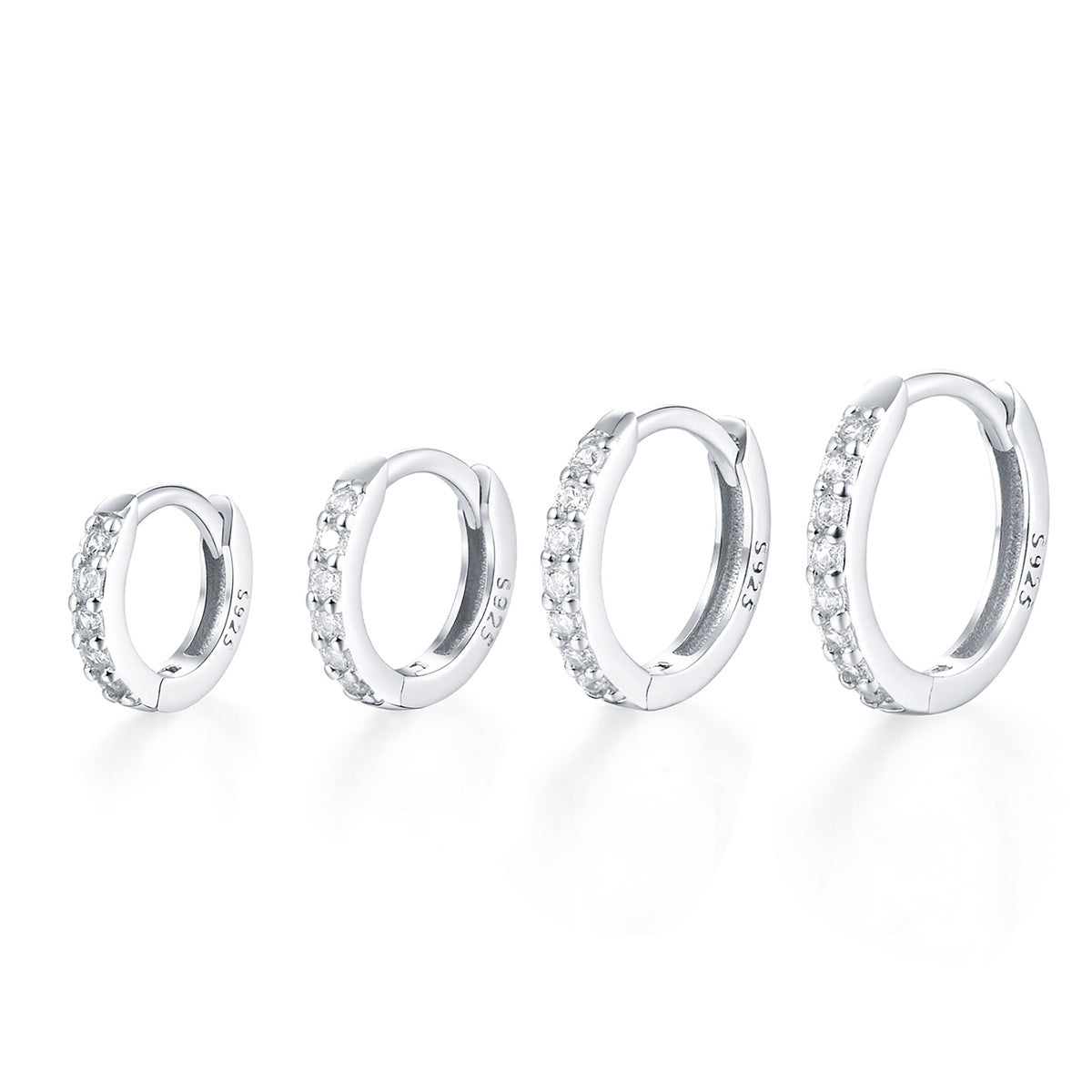 Zircon Hoop Earrings - 925 Silver Minimalist Light Luxury Wholesale