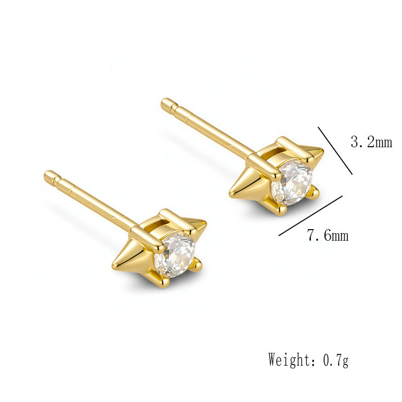 925 Sterling Silver Minimalist Geometric Cone Stud Earrings, Single Diamond Versatile Jewelry