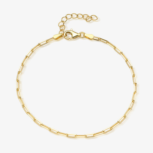Paperclip Chain Bracelet - 925 Silver Minimalist Classic Jewelry