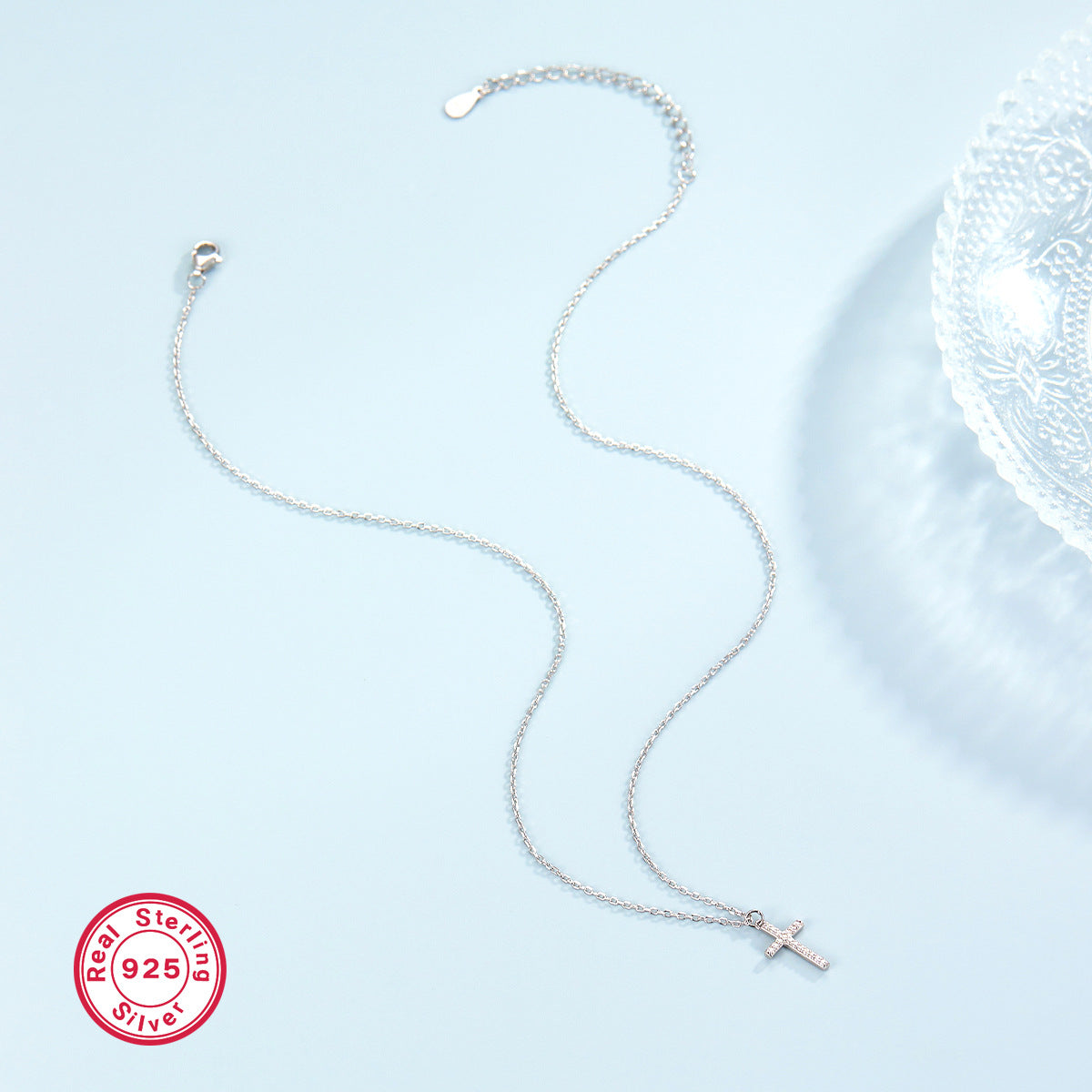 S925 Silver Cross Necklace | Christian Collarbone Chain | Niche Women‘s Jewelry