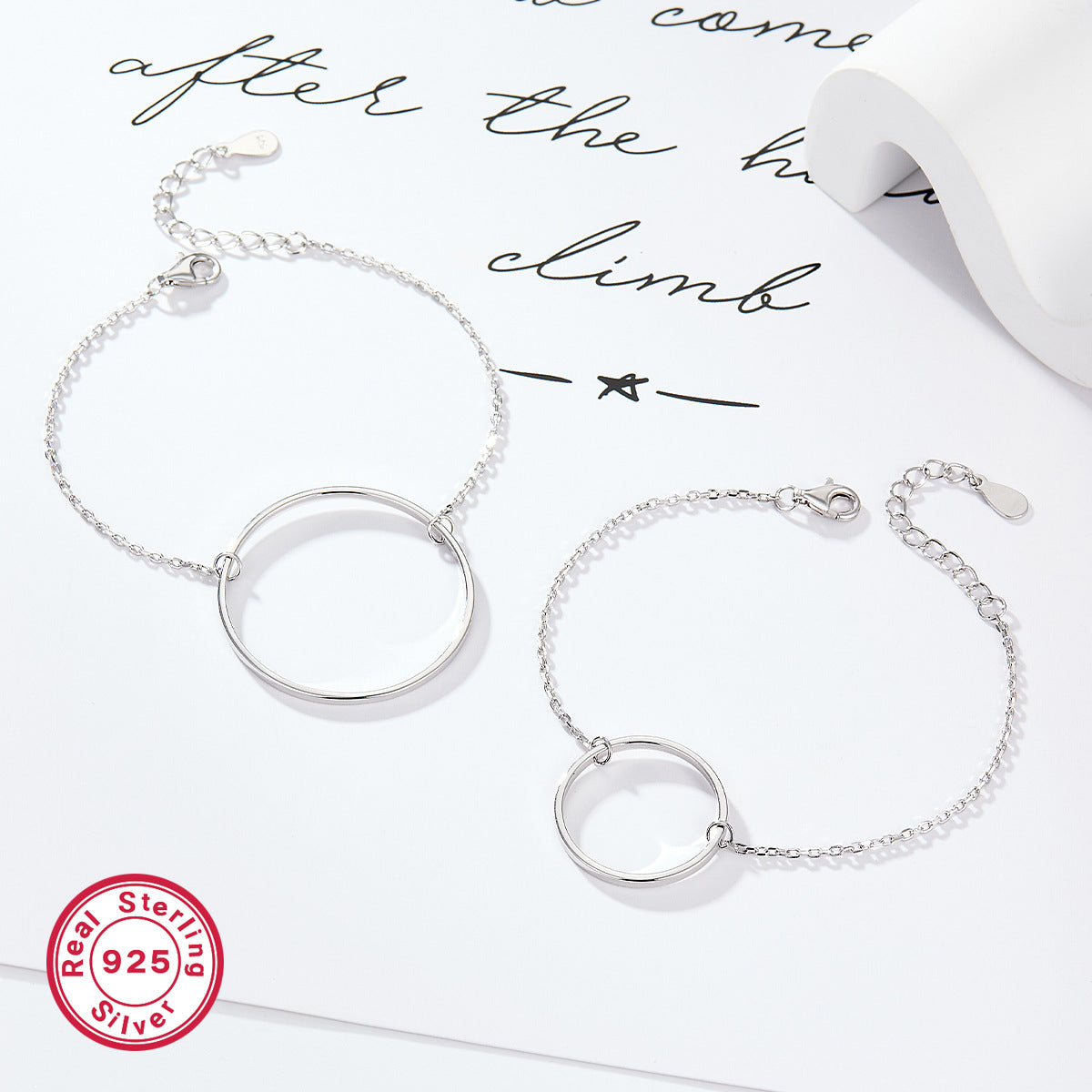 Polished Circle Bracelet - 925 Silver Minimalist Light Luxury Chain