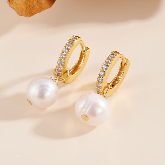 Sterling Silver Elegant Pearl Dangle Earrings for Women, Timeless Graceful Style