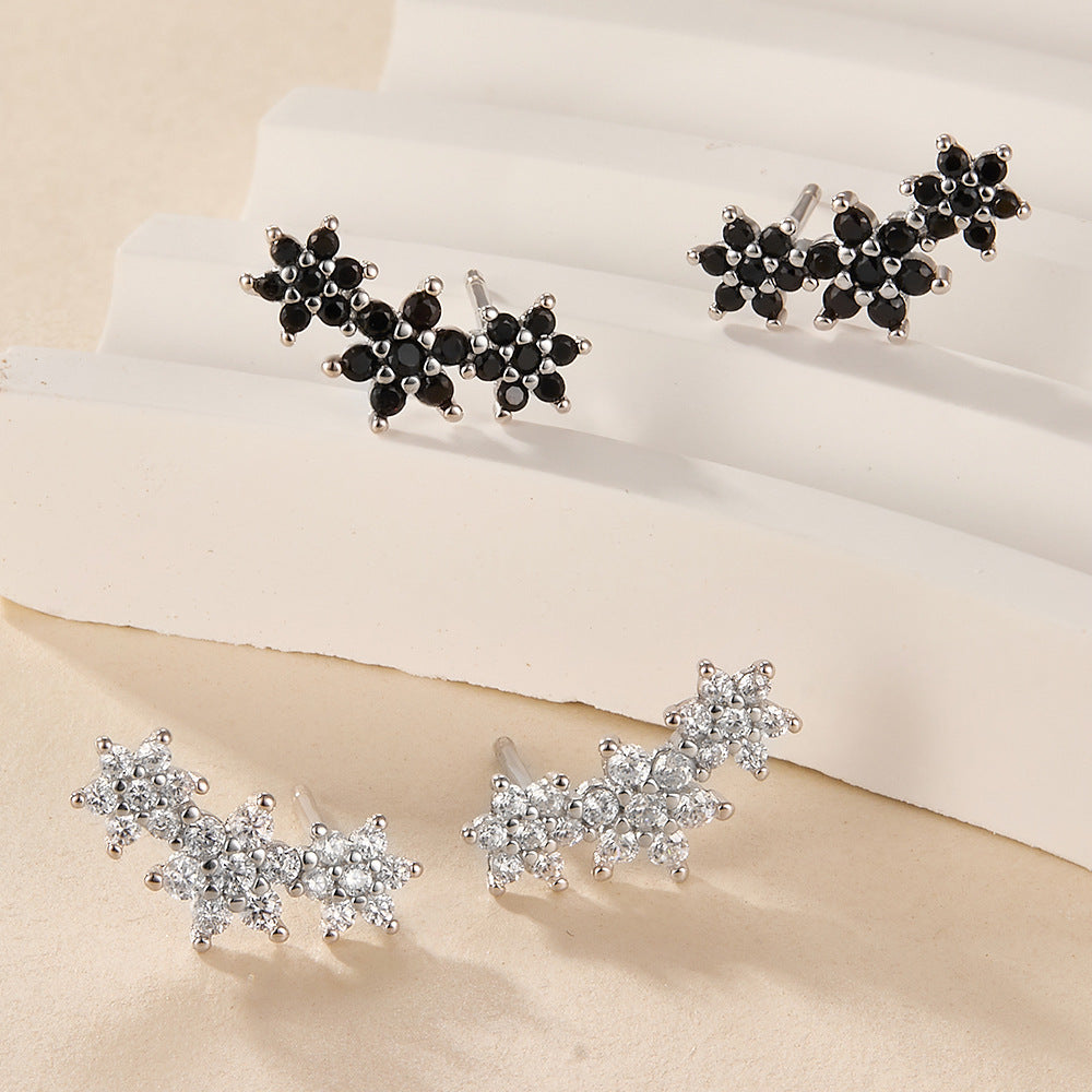 INS Style Floral Stud Earrings | S925 Sterling Silver with Zircon Inlay