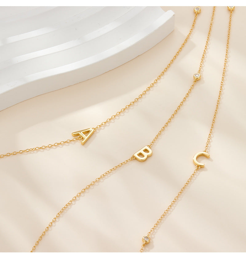 Alphabet Necklace - S925 Silver Micro Zircon Trending Collarbone Chain