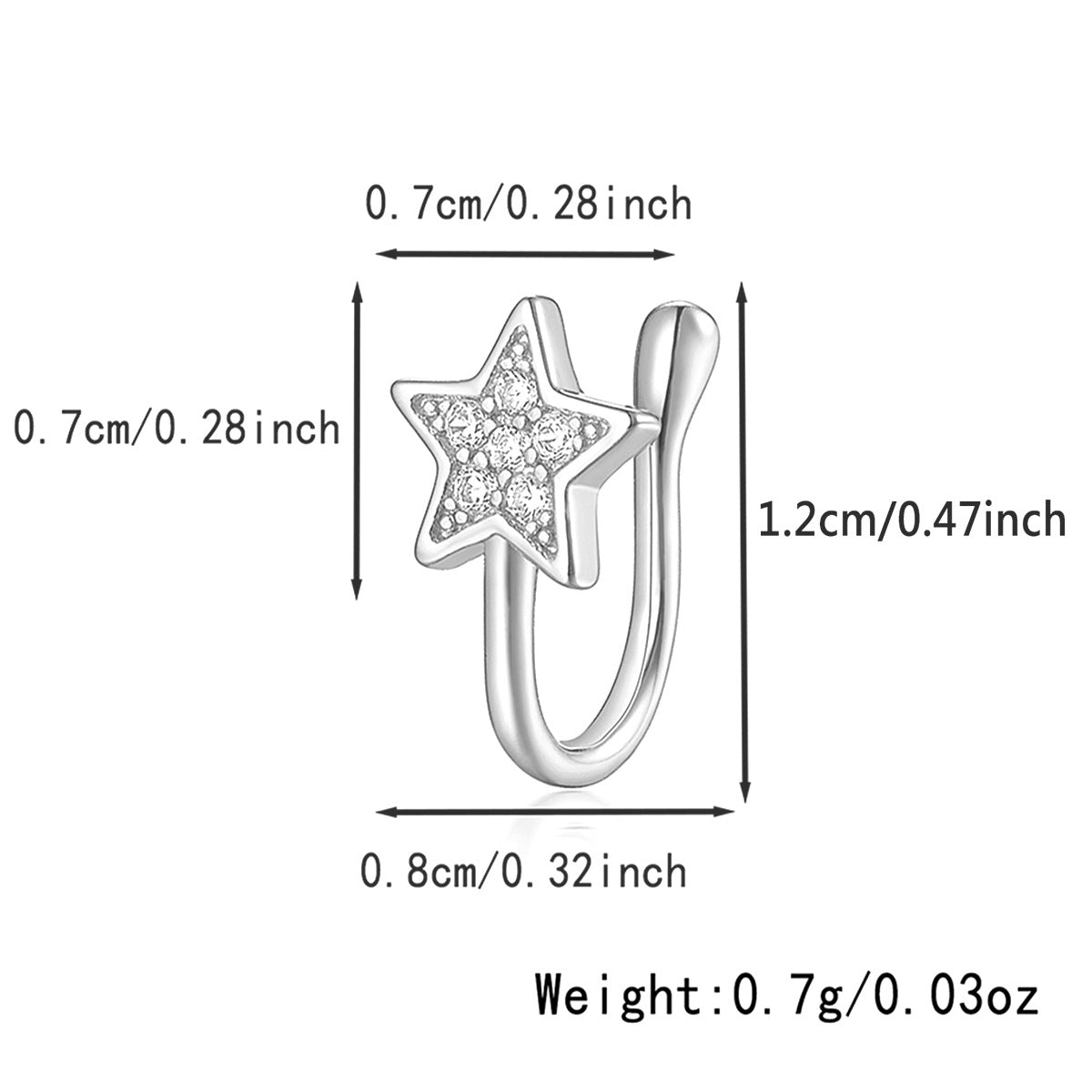 Star Nose Clip - 925 Silver Minimalist Light Luxury Unisex Jewelry