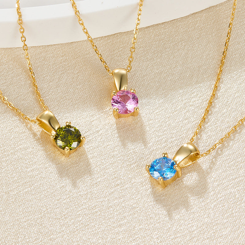 December Birthstone Necklace - 925 Sterling Silver Minimalist Zircon Jewelry