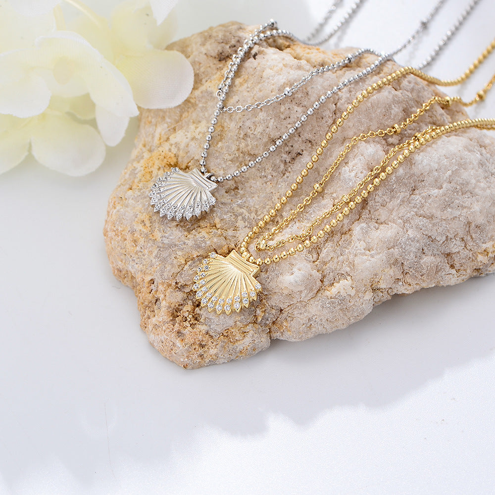 925 Sterling Silver Shell & Zirconia Anklet, Summer Beach Fashion Jewelry