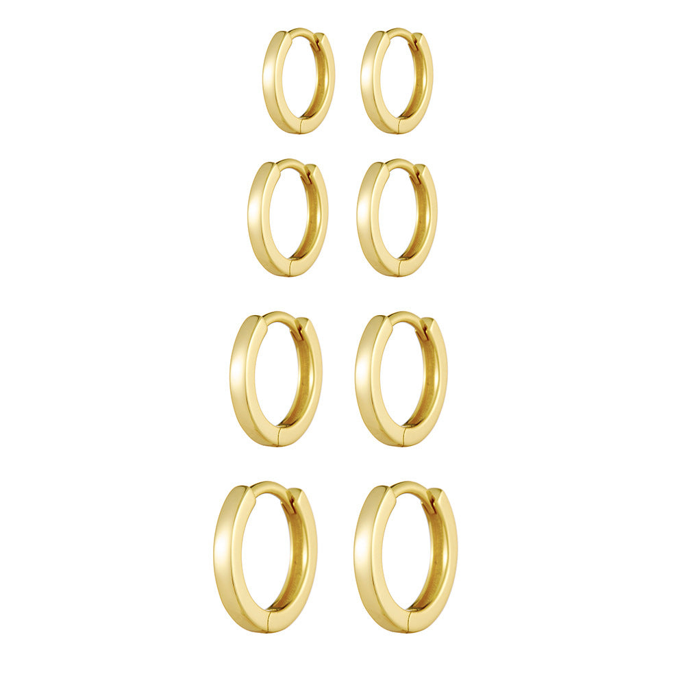 925 Sterling Silver Minimalist Chunky Hoop Earrings, High-Polished Versatile Huggie Jewelry