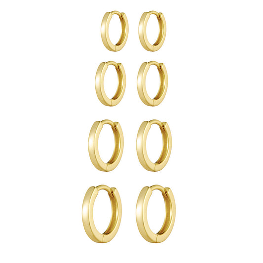 925 Sterling Silver Minimalist Chunky Hoop Earrings, High-Polished Versatile Huggie Jewelry