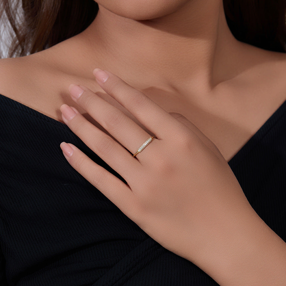 S925 Silver Modern Sparkling Band Ring - Versatile Ins Style Index Finger Jewelry
