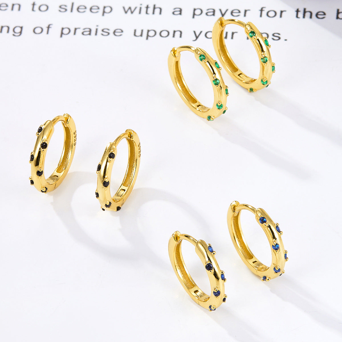 Colored Zircon Hoop Earrings - S925 Silver Modern European Factory Jewelry