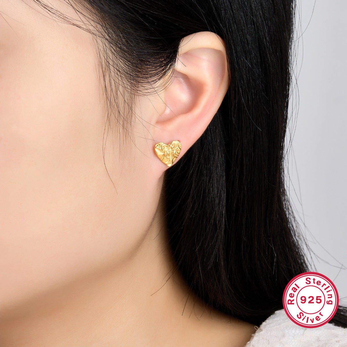 S925 Heart-Textured Necklace & Bracelet Set | Light Luxury Series