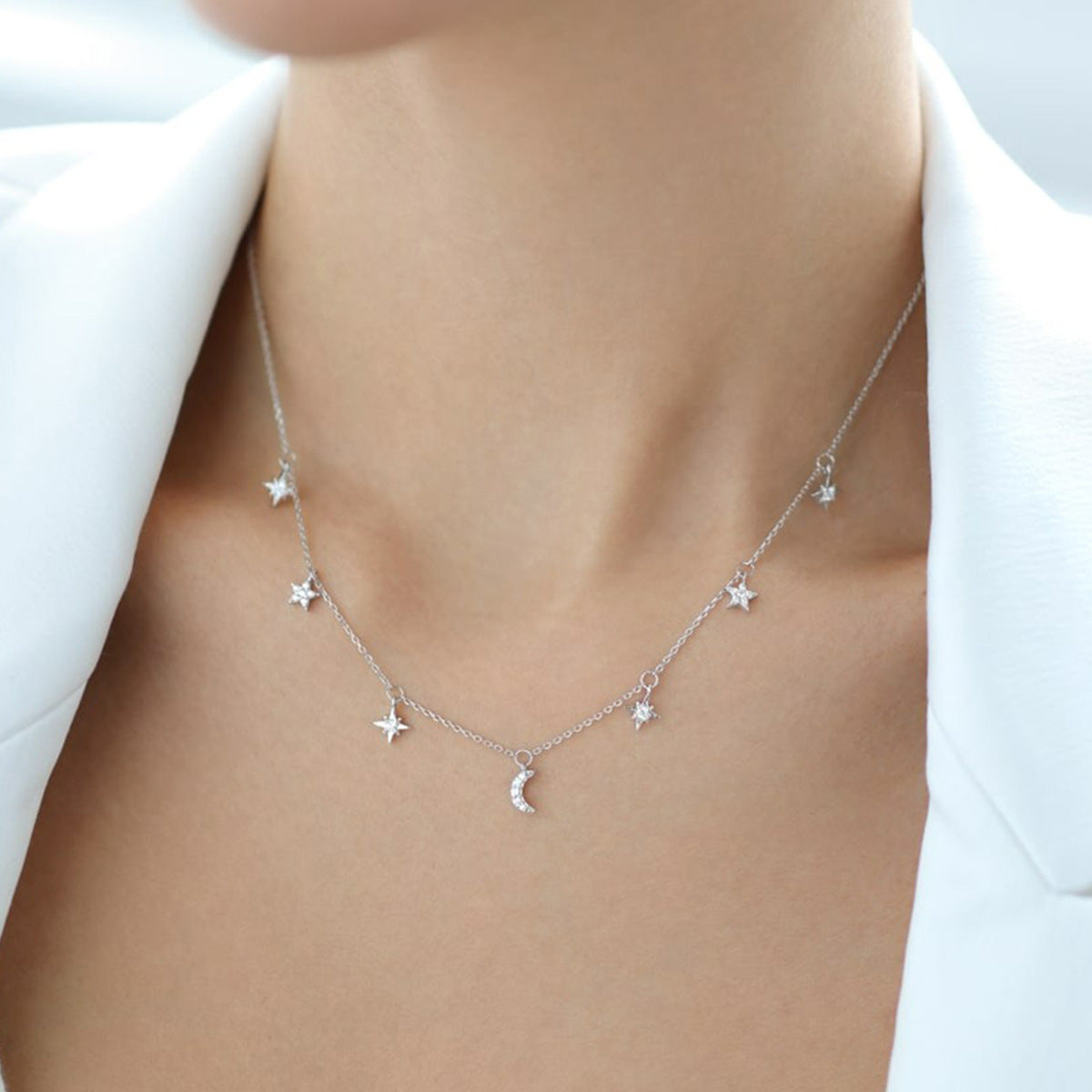 Star Moon Necklace - S925 Silver Light Luxury Collarbone Chain
