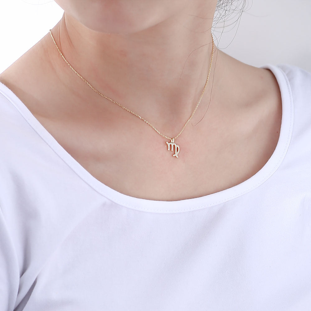 925 Sterling Silver Twelve Zodiac Diamond Pendant Necklace, Fashionable Viral Wish Amazon Hot Selling Jewelry