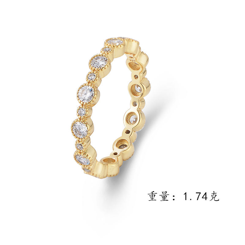 S925 Silver Iced Out Round Ring - Sparkling Pave Zirconia Band