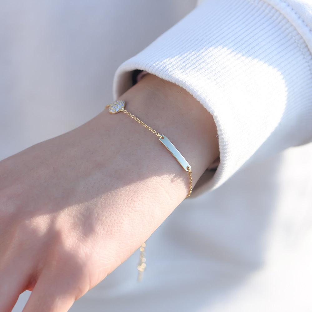 Sterling Silver Chic Geometric Bar Link Bracelet for Women, High-End Versatile Hand Jewelry