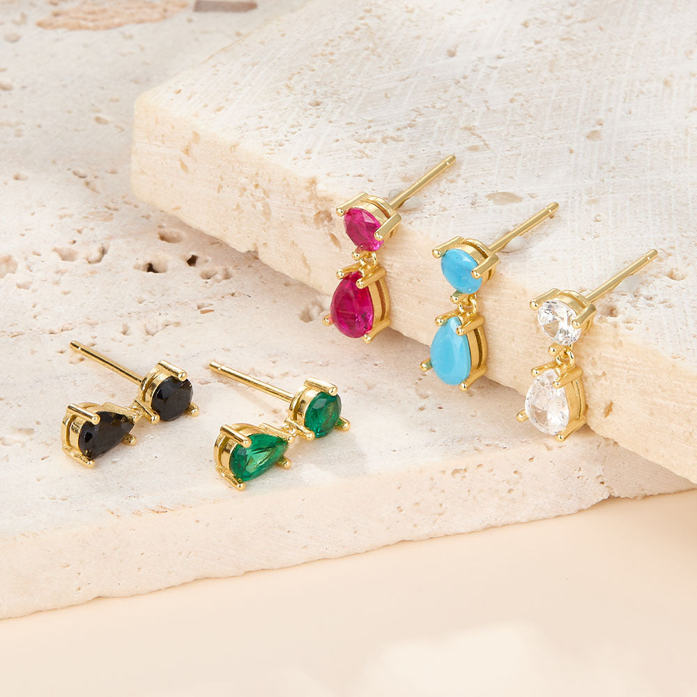 Teardrop Earrings - S925 Silver Colored Zircon Minimalist Earrings