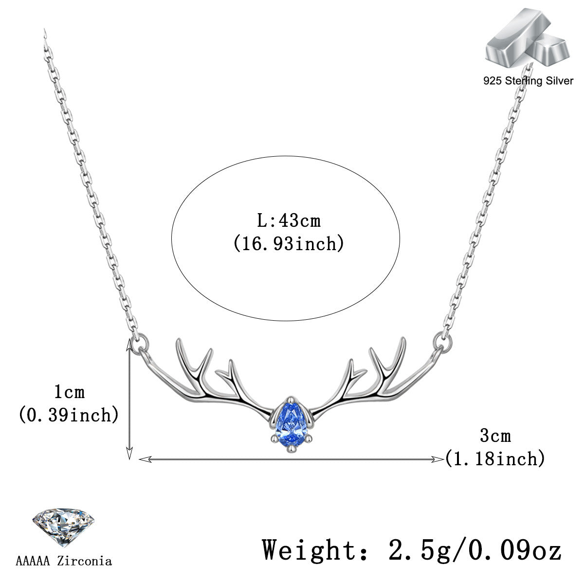 S999 Moose Antler Jewelry Set | Micro-Zircon Necklace & Bracelet