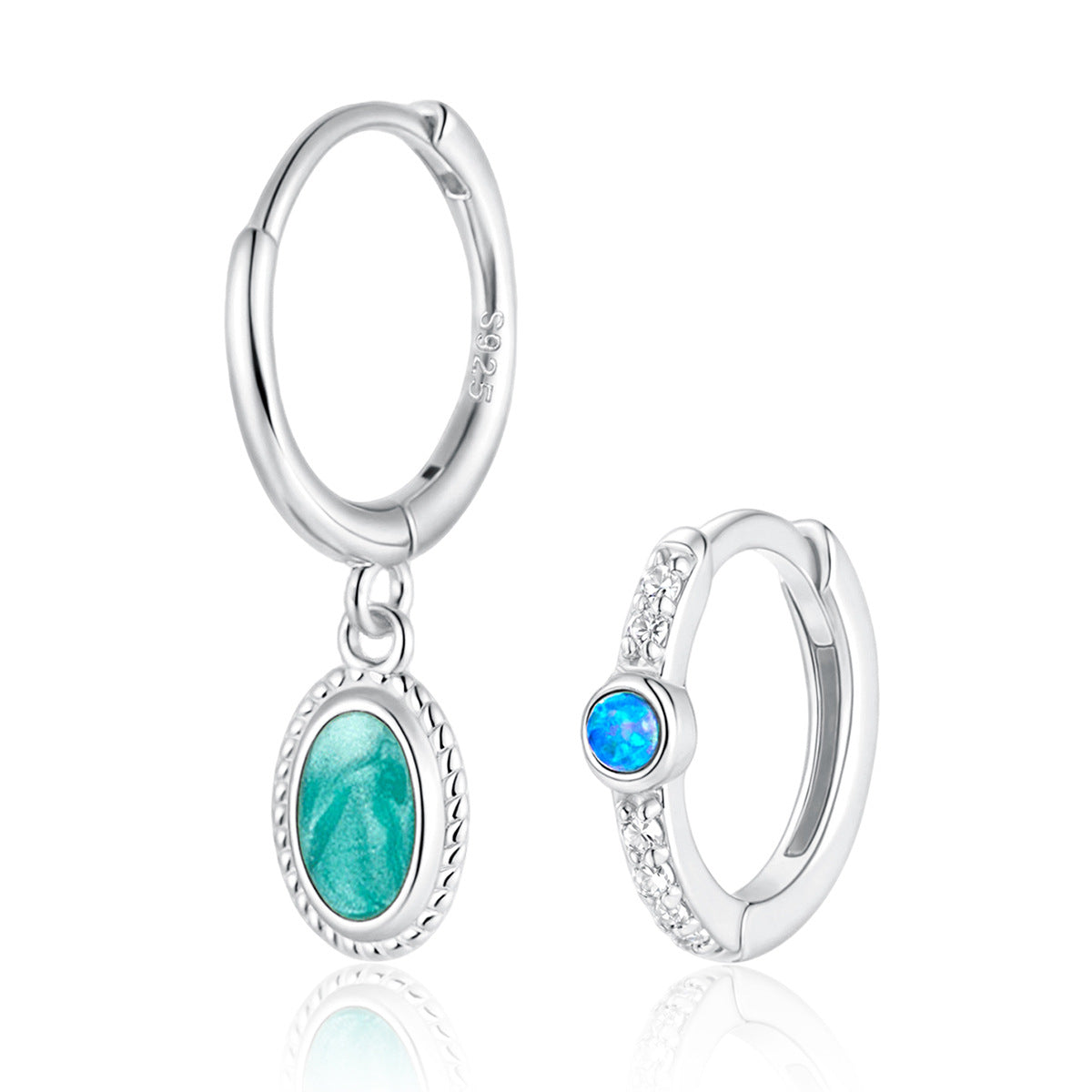 Asymmetric Opal Ear Cuffs - 925 Silver Enamel Drip Factory Direct
