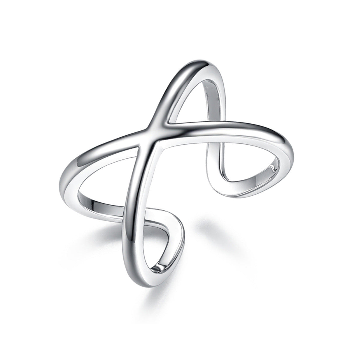 Cross Geometric Ring - 925 Silver Minimalist Niche Adjustable