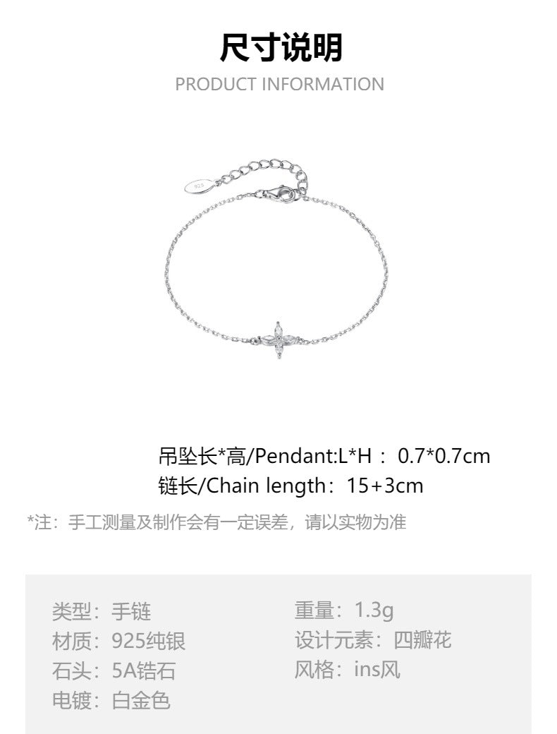 Butterfly Jewelry Set - 925 Silver Flower Pendant Necklace Bracelet