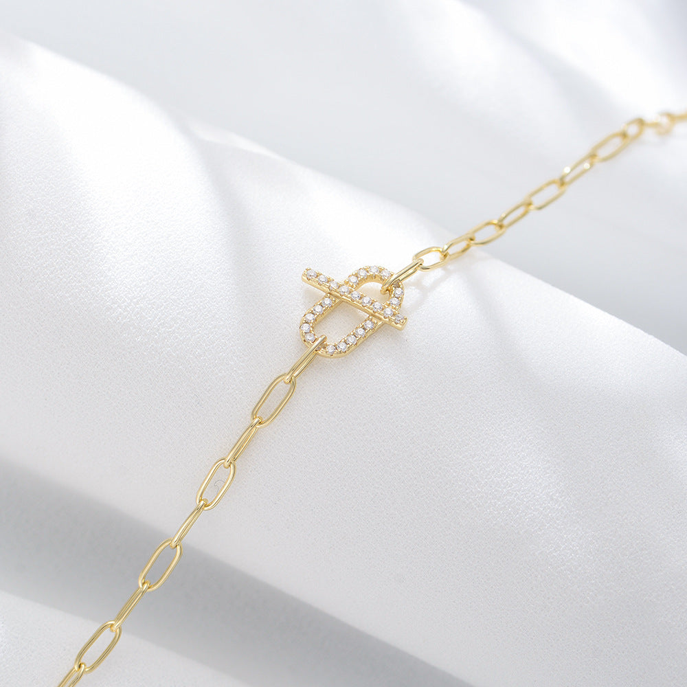 925 Sterling Silver Geometric Circle Bracelet, Micro-Pave Zirconia Jewelry