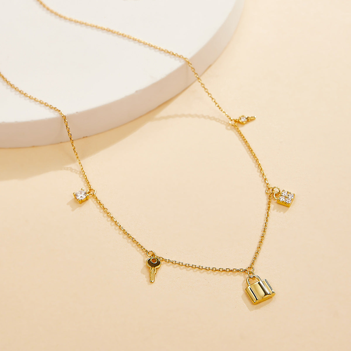 Key Lock Fringe Necklace - S925 Silver Sweet Cool Layered Choker