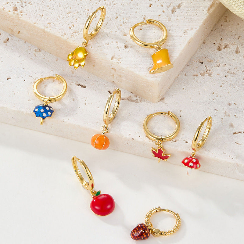 Vegetable Fruit Ear Cuffs - S925 Silver Halloween Pumpkin Batch