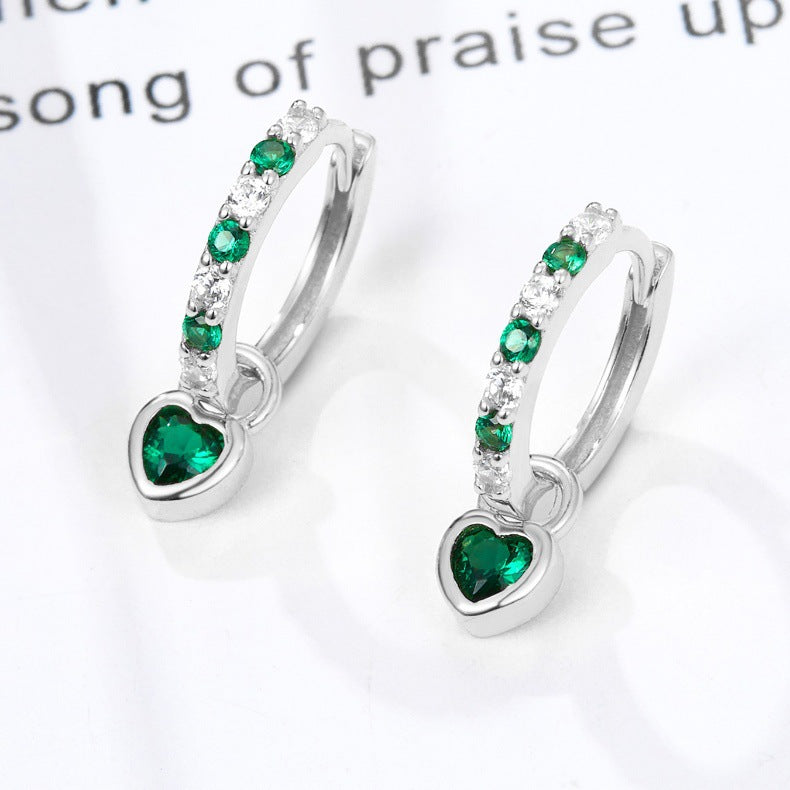 Color Zircon Heart Ear Cuffs - S925 Silver Dopamine Jewelry