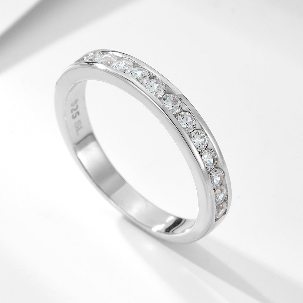 925 Sterling Silver 2mm Zirconia Eternity Ring, Minimalist Daily Jewelry