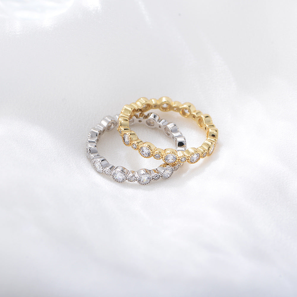 S925 Silver Iced Out Round Ring - Sparkling Pave Zirconia Band