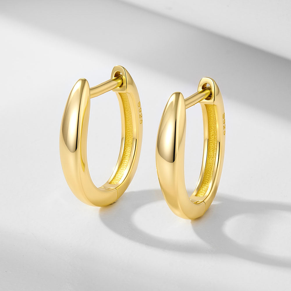 925 Sterling Silver Classic U-Shape Hoop Earrings, Minimalist French Style Versatile Jewelry