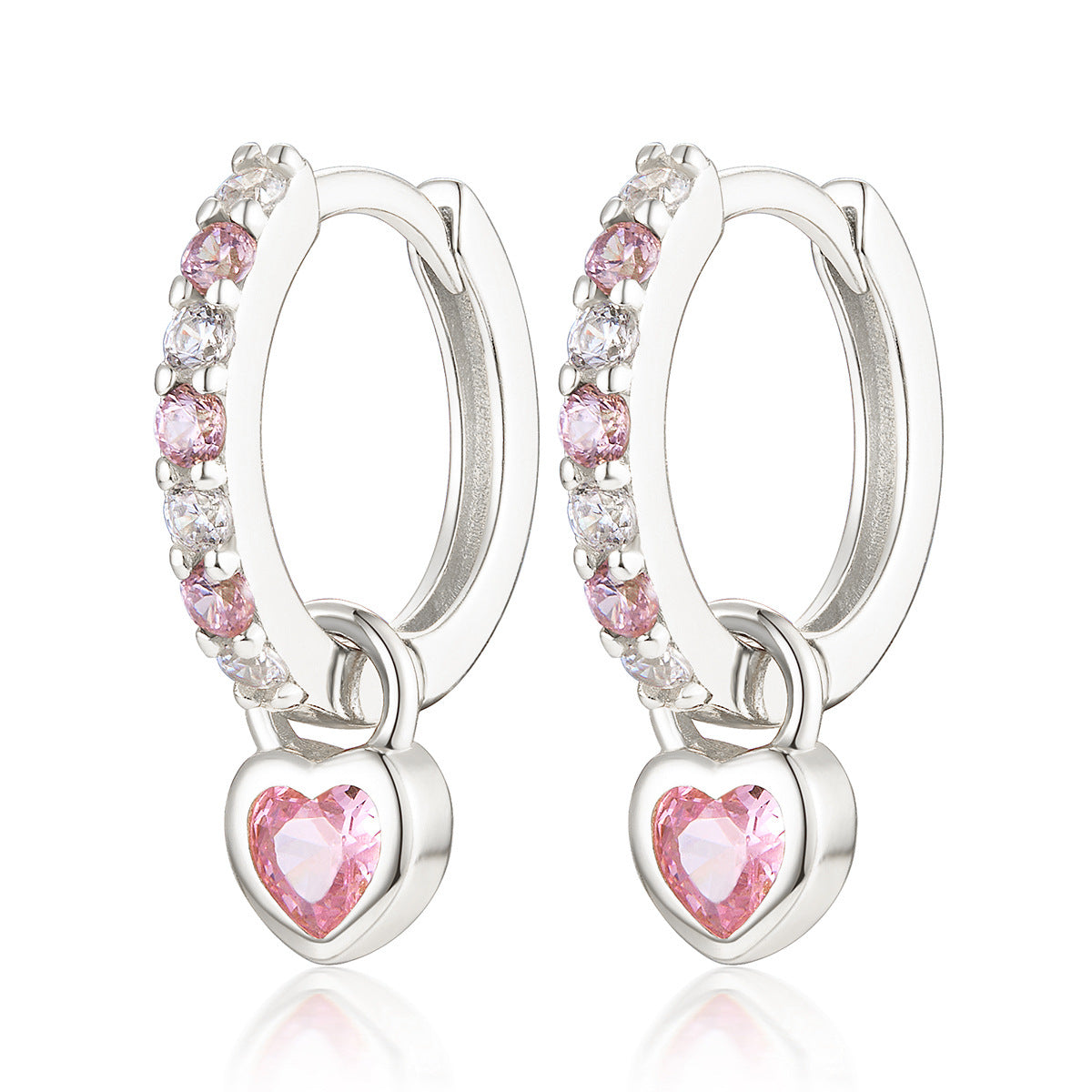 Color Zircon Heart Ear Cuffs - S925 Silver Dopamine Jewelry