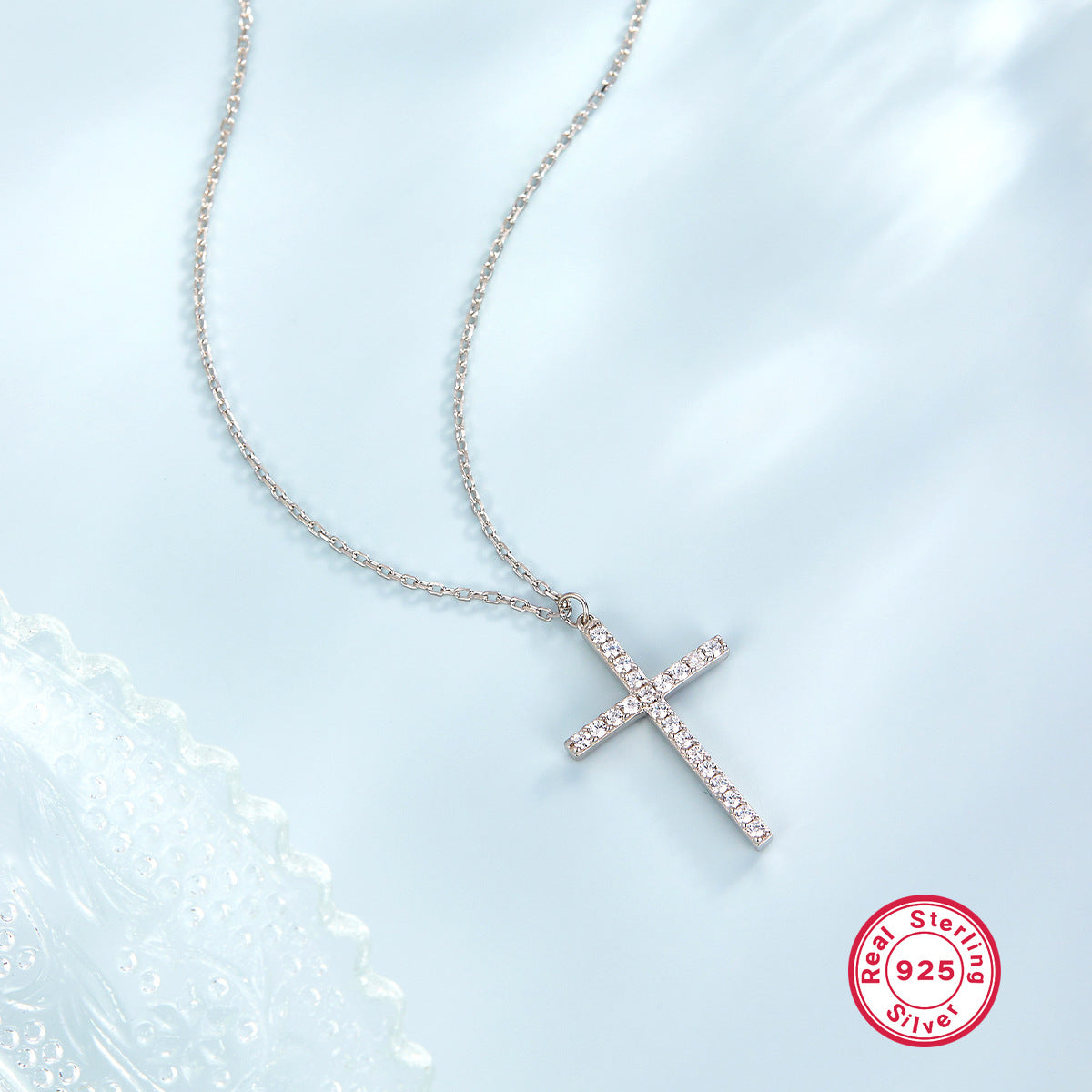 S925 Silver Cross Necklace | Christian Collarbone Chain | Niche Women‘s Jewelry