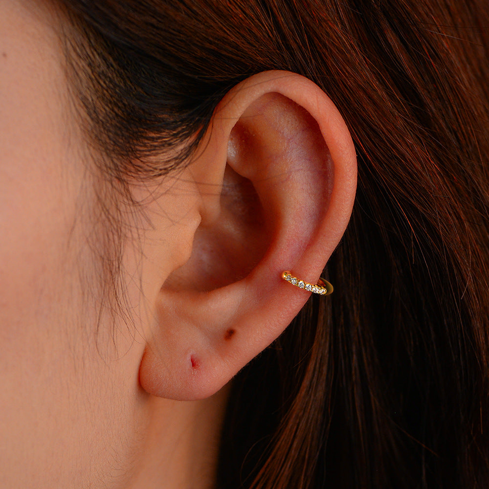 S925 Silver Sparkling C-Design Ear Clip - Modern Ins Style Aesthetic Non-Pierced Earring