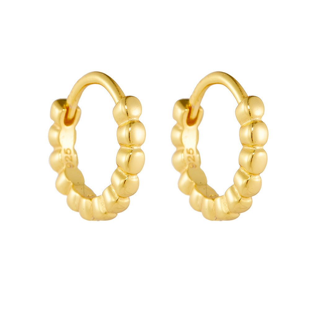 S925 Silver Retro Geometric Circle Hoops - High-End Aesthetic Huggie Earrings
