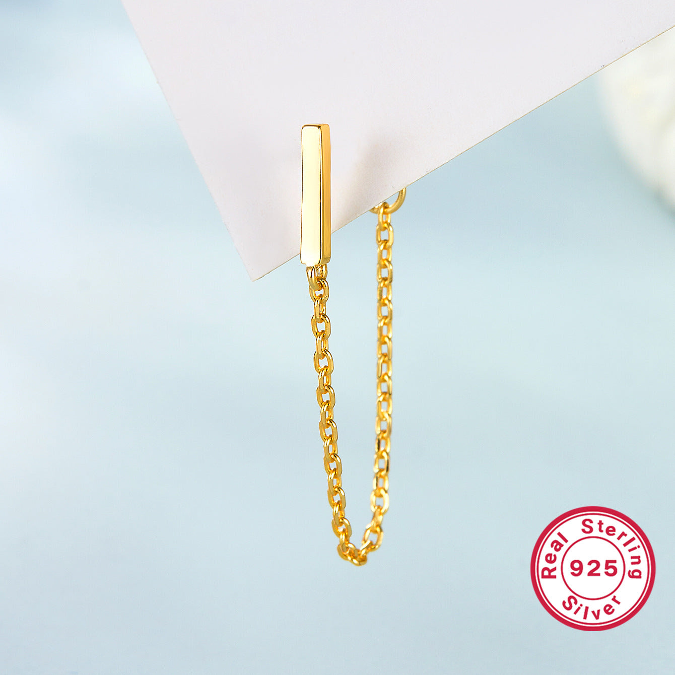 Octagram Snake Earring - 925 Silver Single Chain Geometric Jewelry