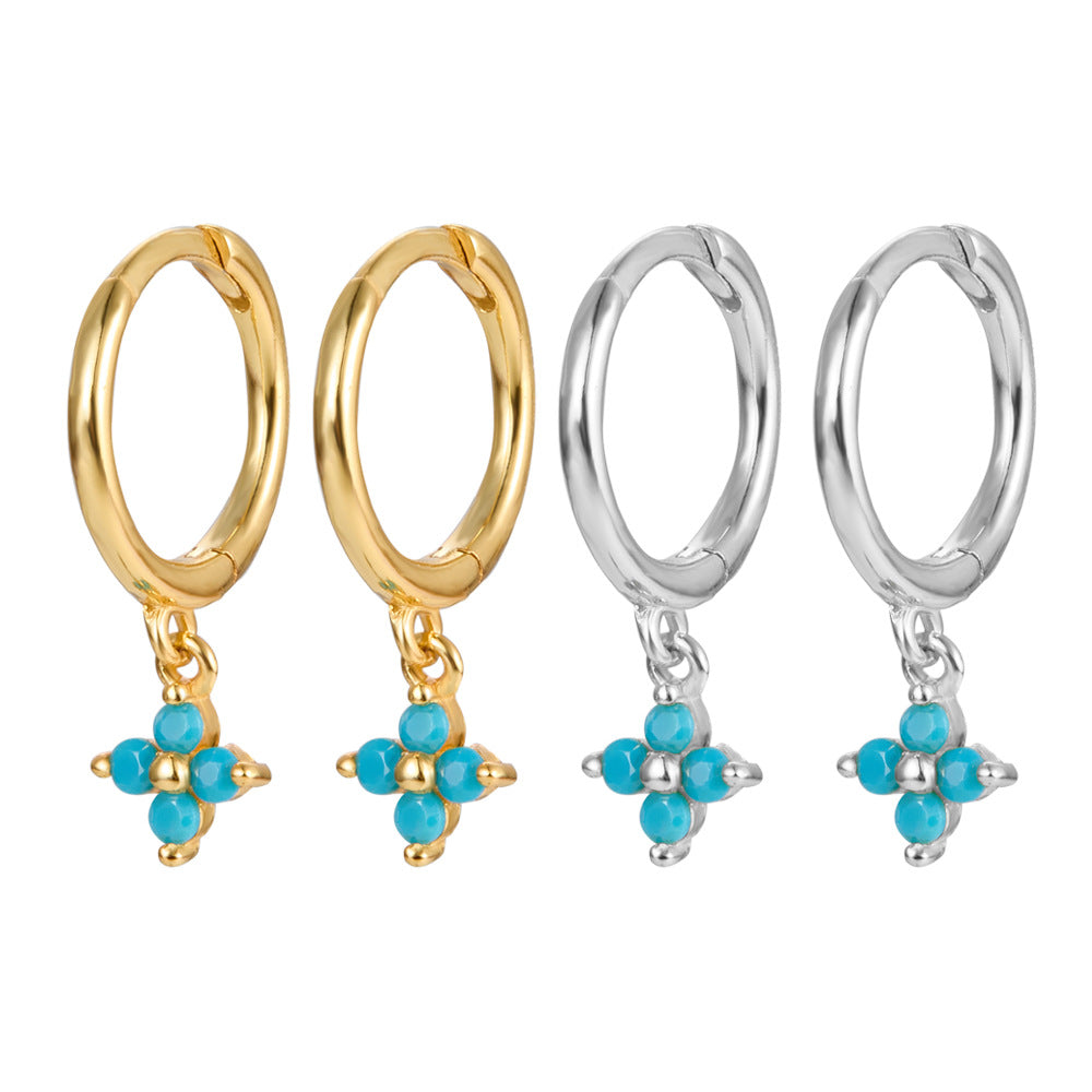 Clover Earrings - 925 Silver Color Zircon Light Luxury Trending