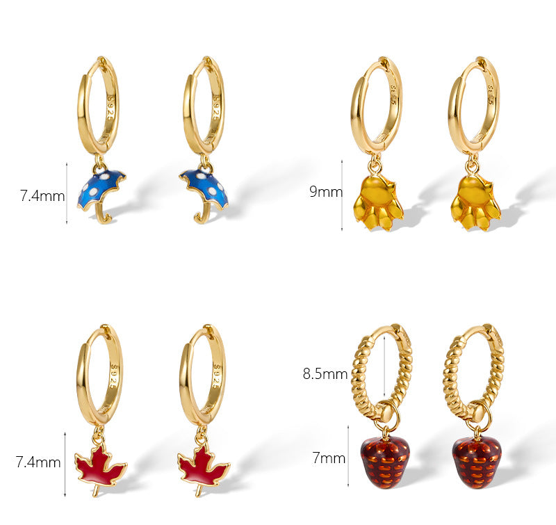 Vegetable Fruit Ear Cuffs - S925 Silver Halloween Pumpkin Batch