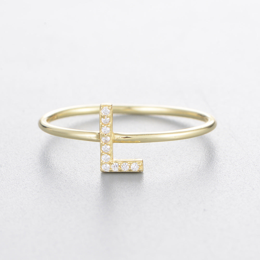 925 Sterling Silver 26 Alphabet Zirconia Rings, Minimalist Stackable Initial Jewelry