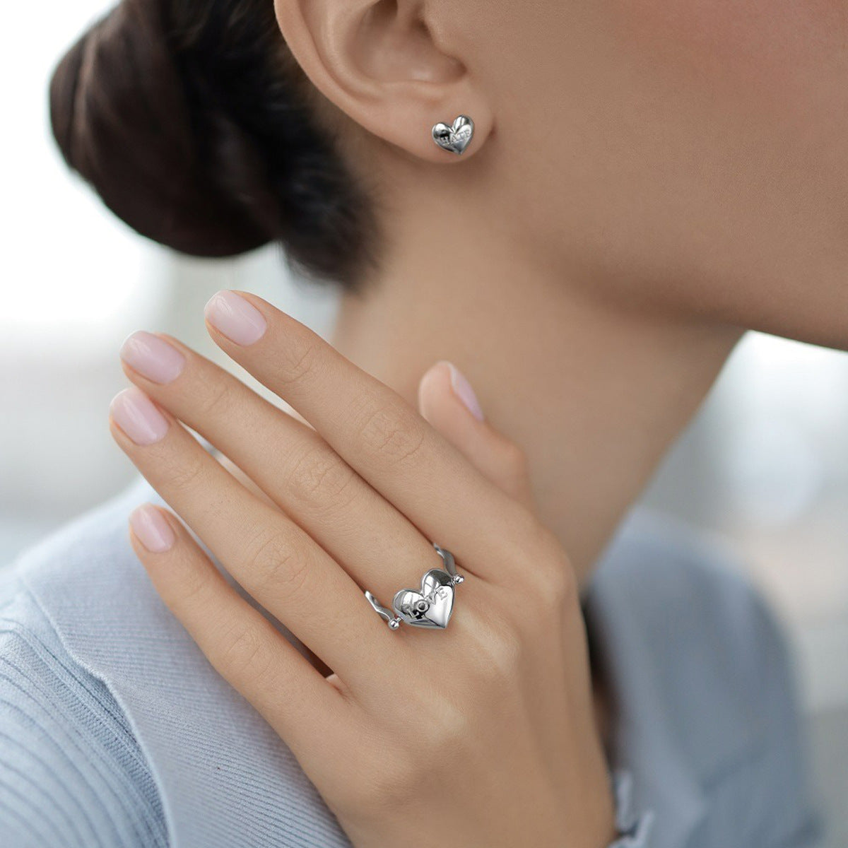 Double Sided Heart Ring - 925 Silver Flip Love Minimalist Jewelry