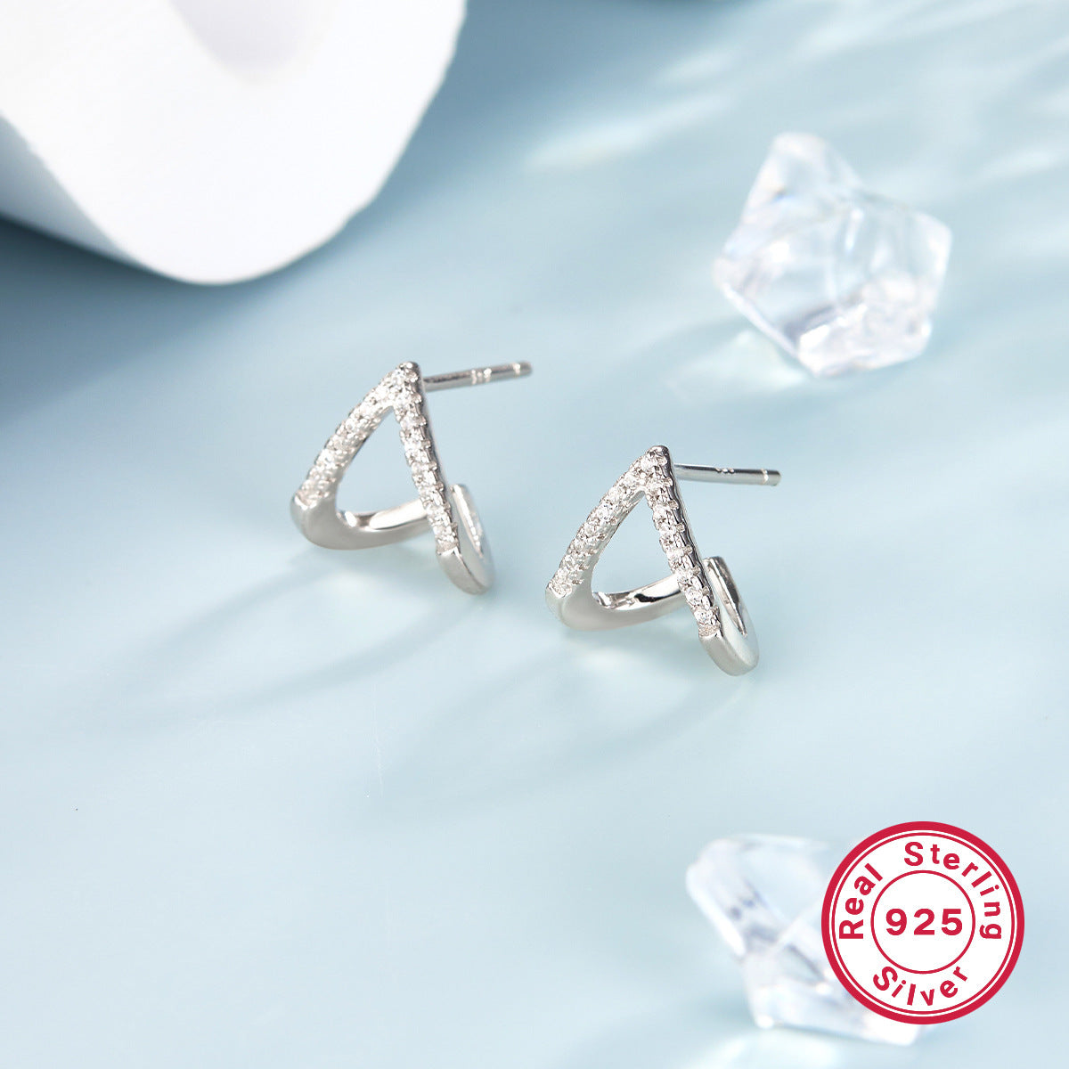 Smile Stud Earrings - S925 Sterling Silver Diamond-Encrusted Niche Earrings