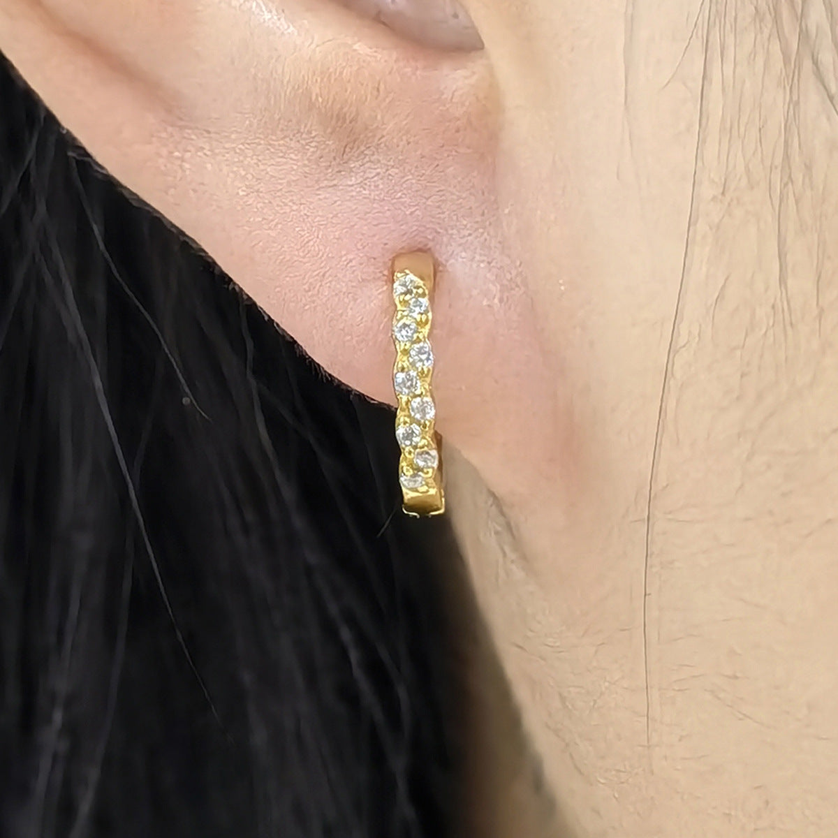 Diamond Hoop Earrings - S925 Silver Geometric Niche Ear Jewelry