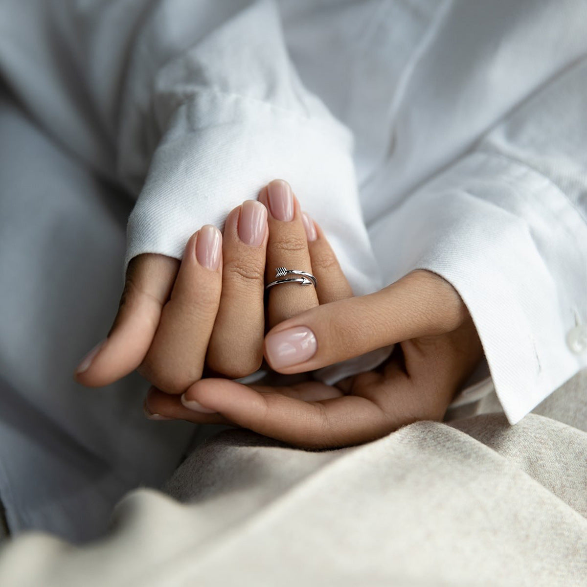 Arrow Zircon Ring - 925 Silver Adjustable Light Luxury Wholesale