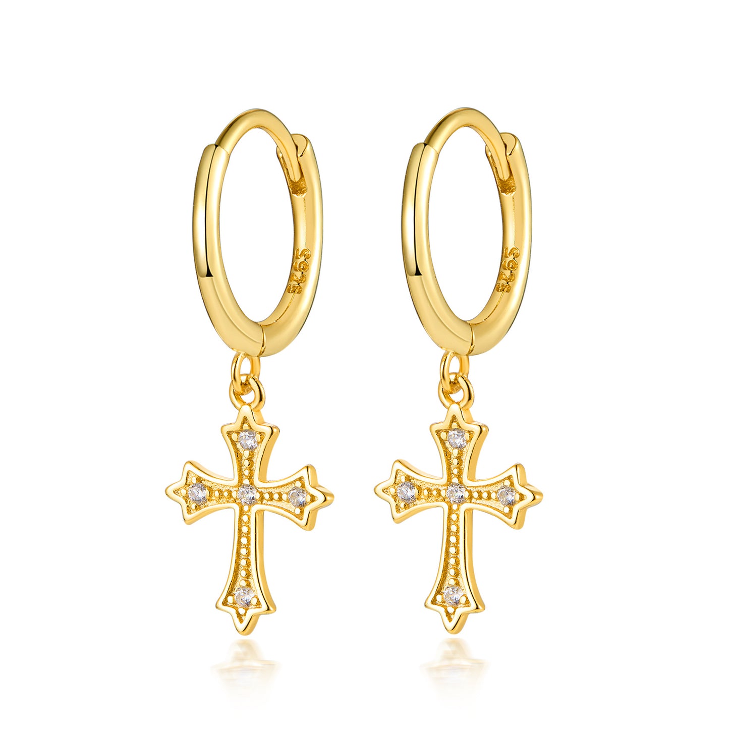 Micro-Inlaid Cross Earrings - S925 Sterling Silver Fashion Personalized Jewelry
