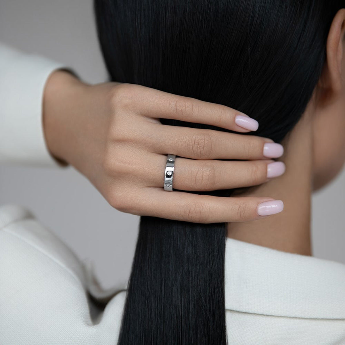 Polished Zircon Ring - 925 Silver Minimalist Niche Wholesale